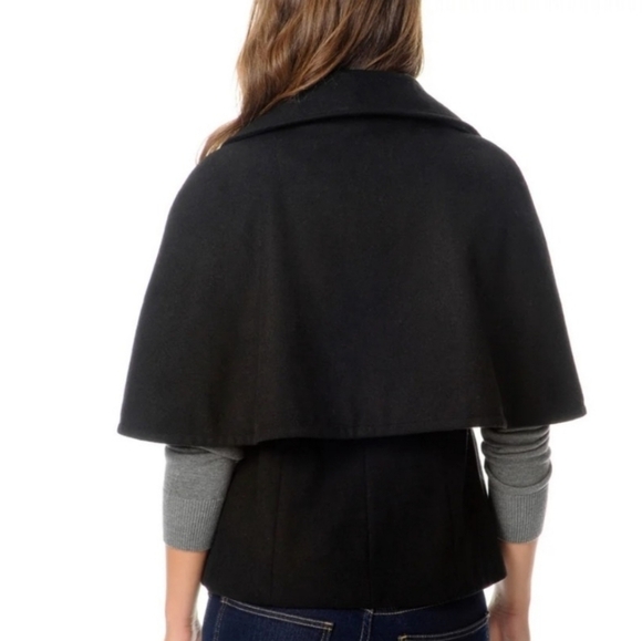 Krush women's jacket cape double breasted wool blend charcoal grey coat Size: L - Picture 2 of 5